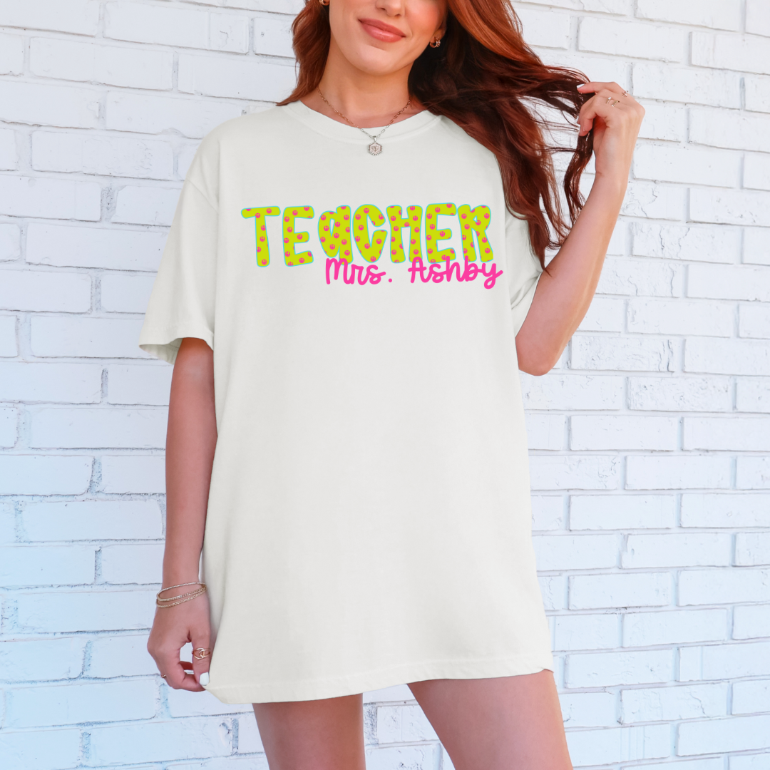 PERSONALIZED Bright Teacher Comfort Colors Tee