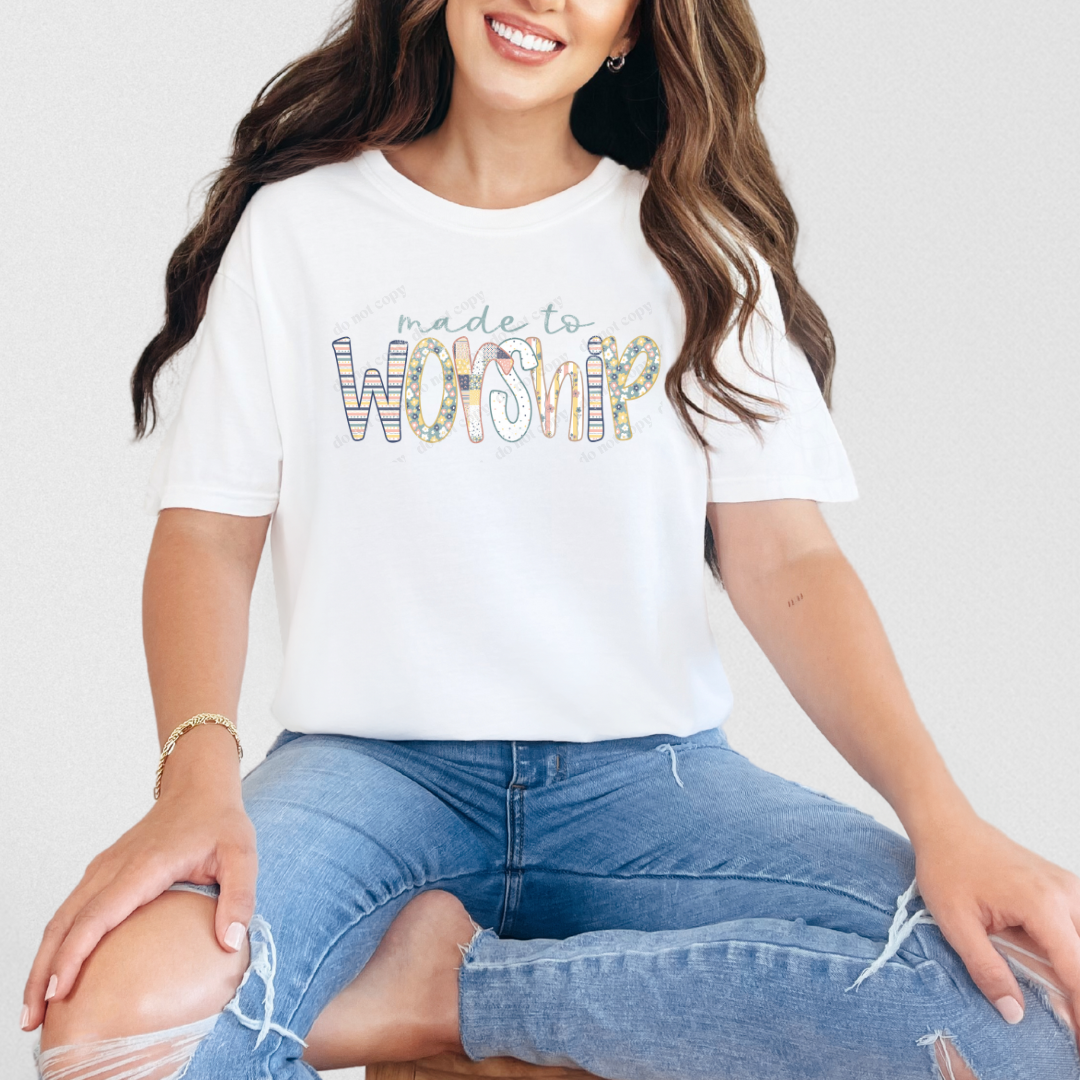 Made To Worship Patchwork Crewneck Tee
