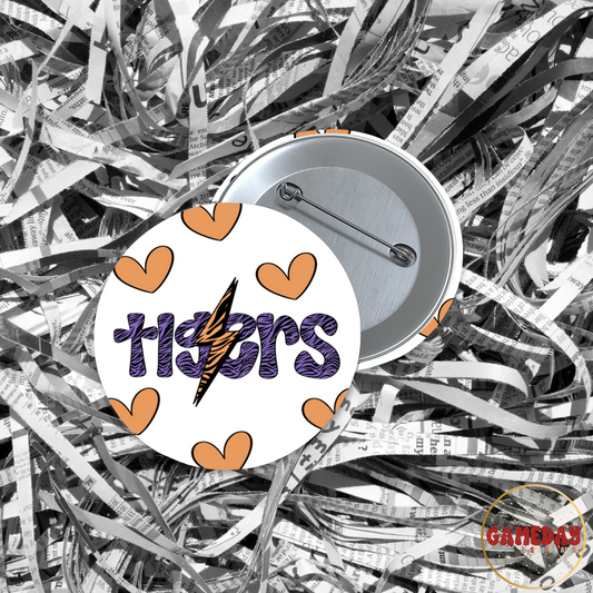 Tigers Lightning Hearts Button