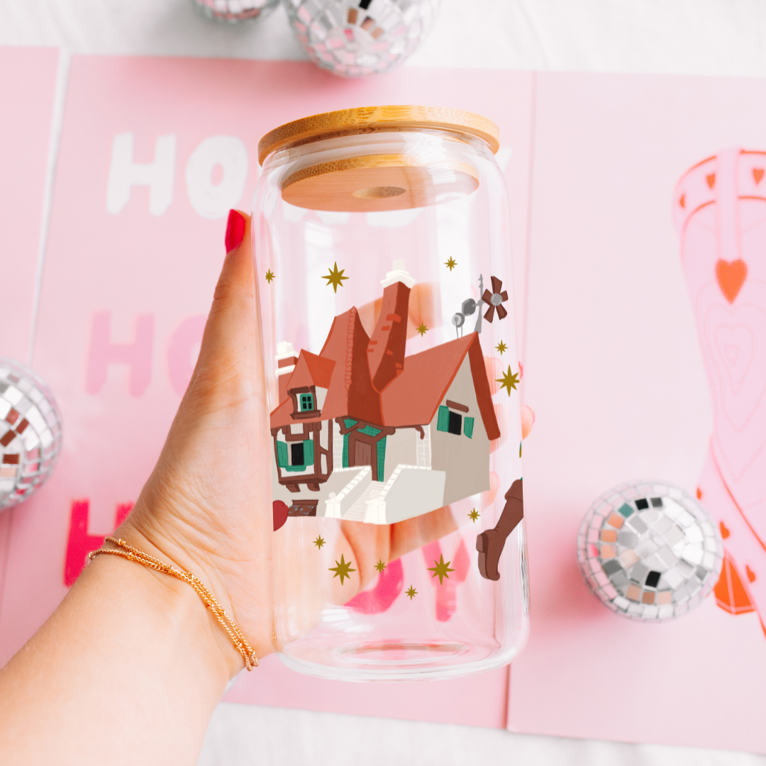 Rose, Mirror and Books Magical Glass Tumbler
