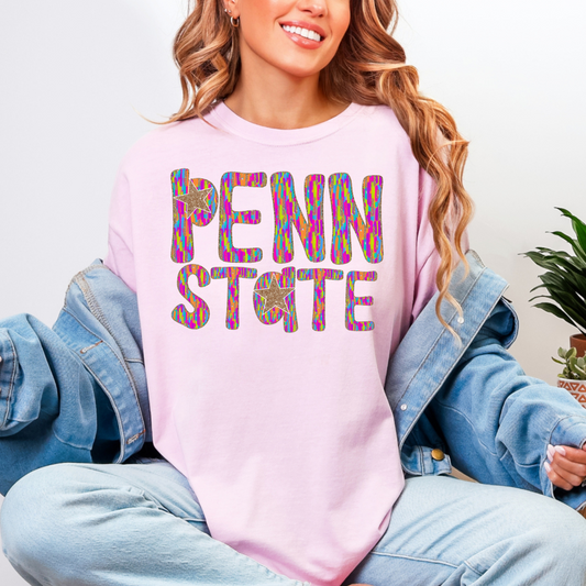 Penn State Gold Star Vibrant Letters Comfort Color Tee