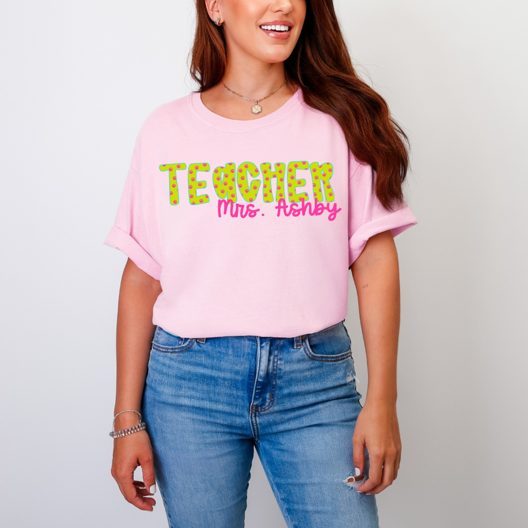 PERSONALIZED Bright Teacher Comfort Colors Tee