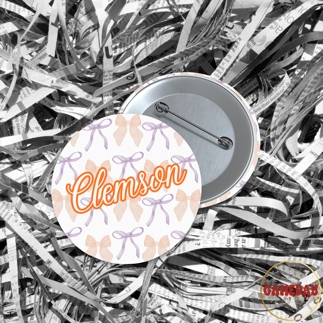 Bows On Bows Clemson Button