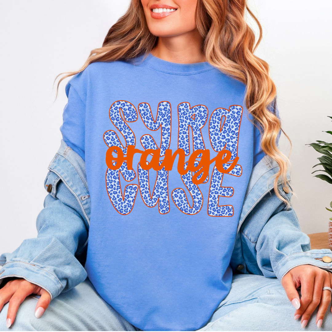 Syracuse Orange Cheetah Letters Comfort Color Tee