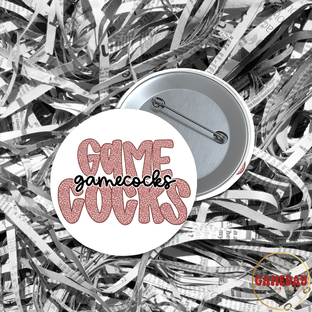 Gamecocks Cheetah Letters Pinback Button