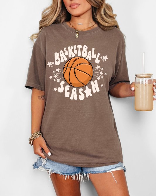 Starry Basketball Season Comfort Colors Crewneck Tee