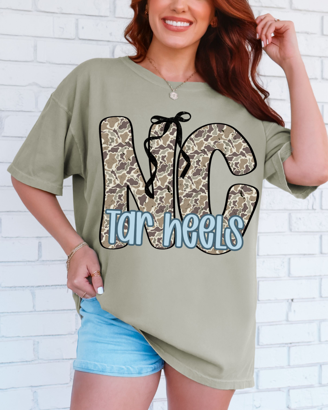 NC Tarheels Camo Coquette Tee