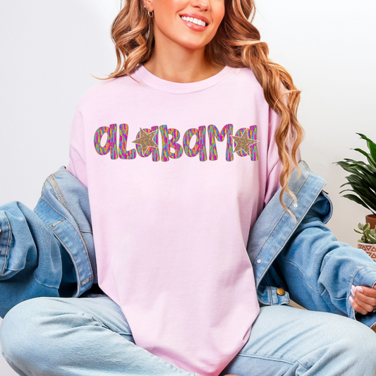 Alabama Gold Star Vibrant Letters Comfort Color Tee
