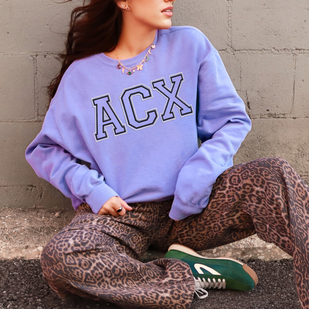 Double Varsity Block PERSONALIZED Comfort Colors Crewneck Pullover