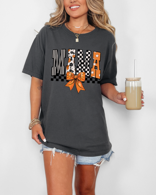 Mama BBall Bow Comfort Colors Crewneck Tee