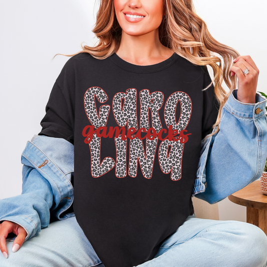 Carolina Gamecocks Cheetah Comfort Color Tee