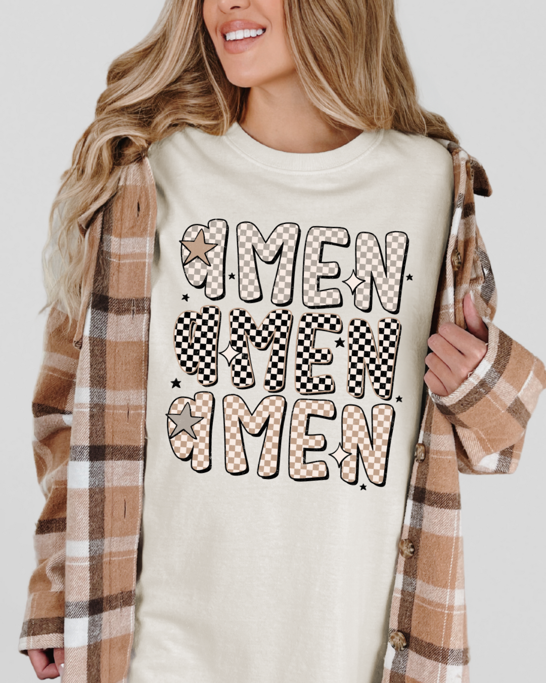 Amen Amen Amen Checkered Tee