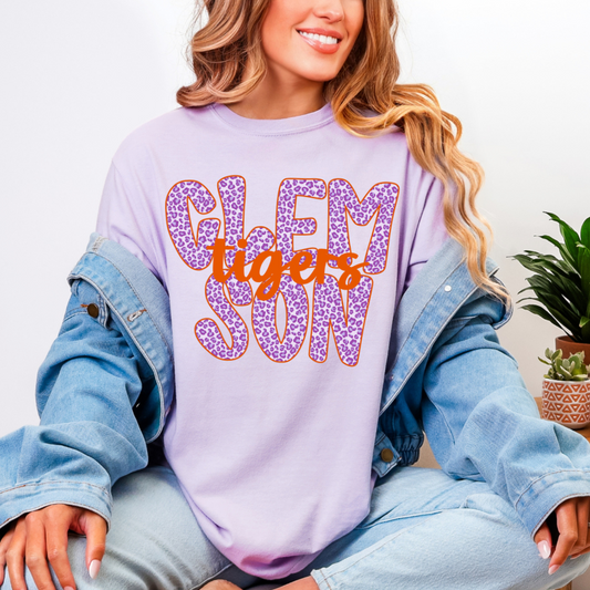 Clemson Tigers Cheetah Comfort Color Tee