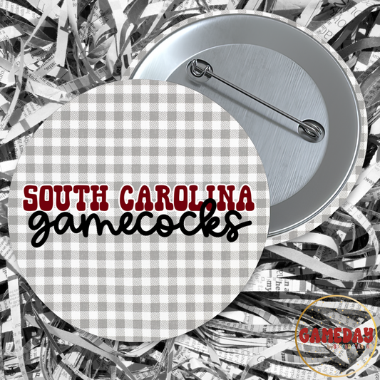 South Carolina Gamecocks Gingham Button
