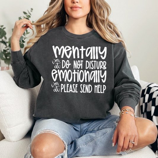 Mentally I Am At DO NOT DISTURB, Emotionally...Comfort Colors Crewneck Pullover