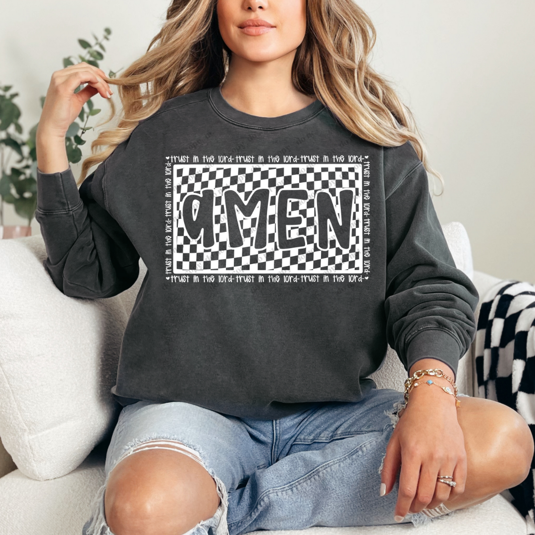 Amen Checkered Comfort Colors Crewneck Pullover