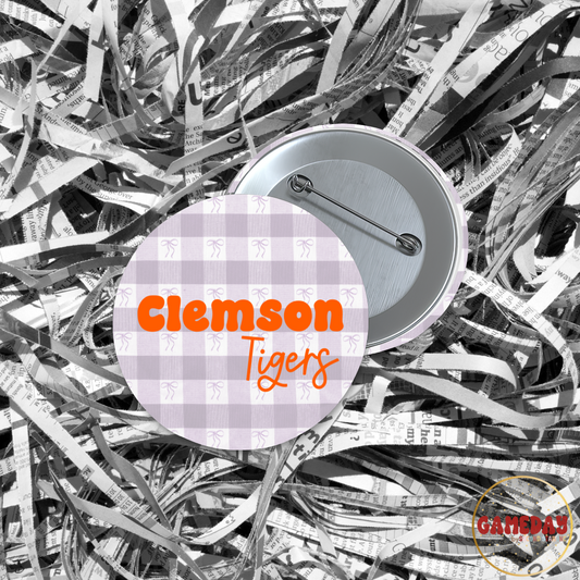 Clemson Tigers Gingham Coquette Button