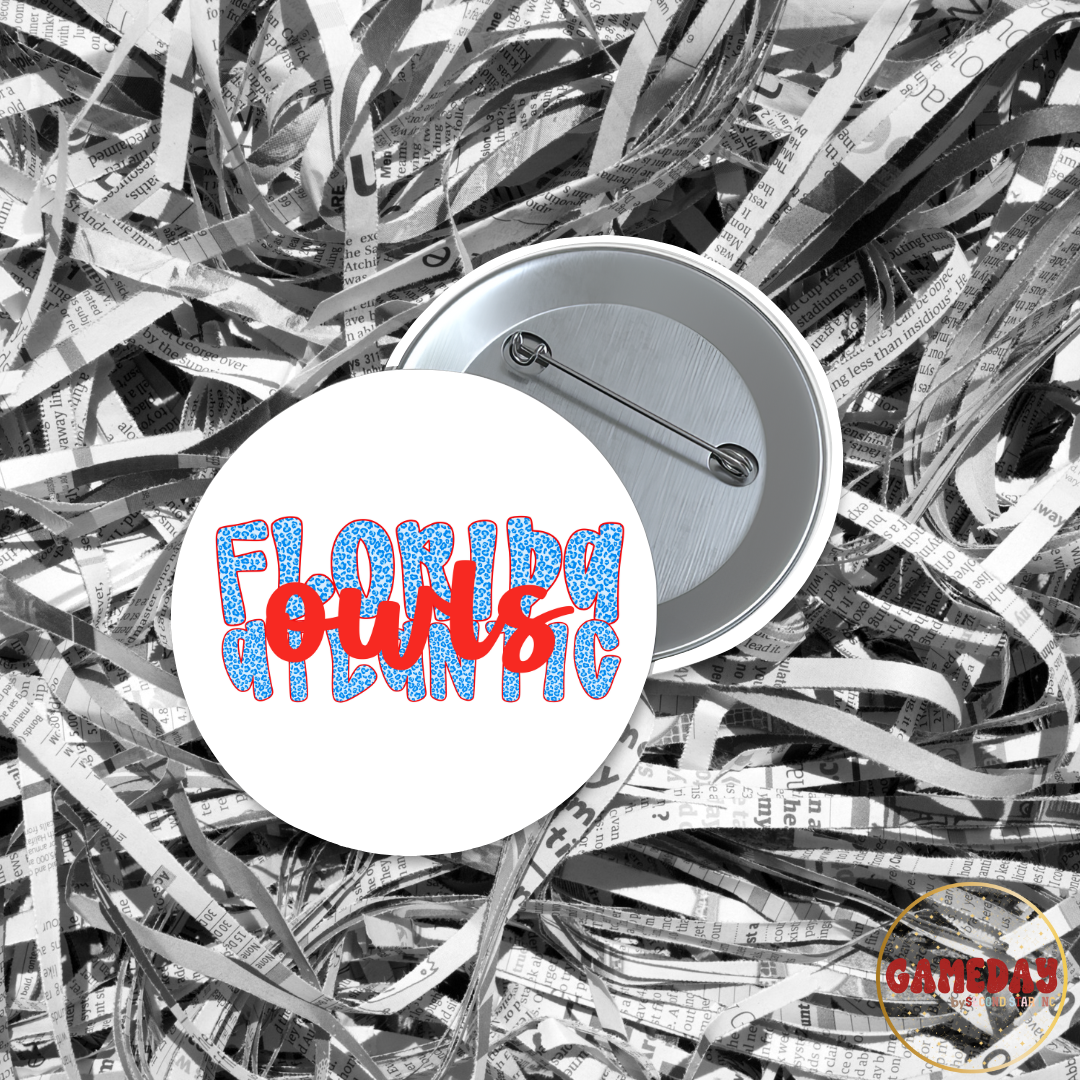 Florida Atlantic Owls Cheetah Letters Pinback Button