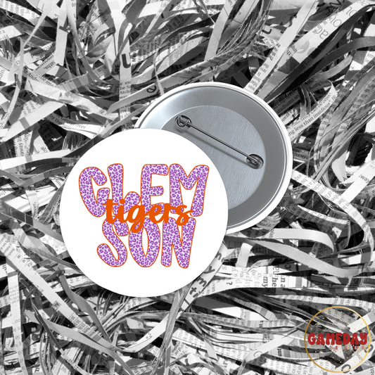 Clemson Tigers Cheetah Pinback Button