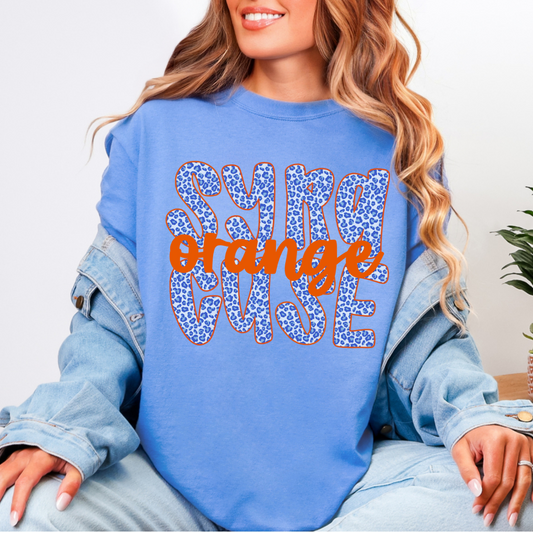 Syracuse Orange Cheetah Letters Comfort Color Tee