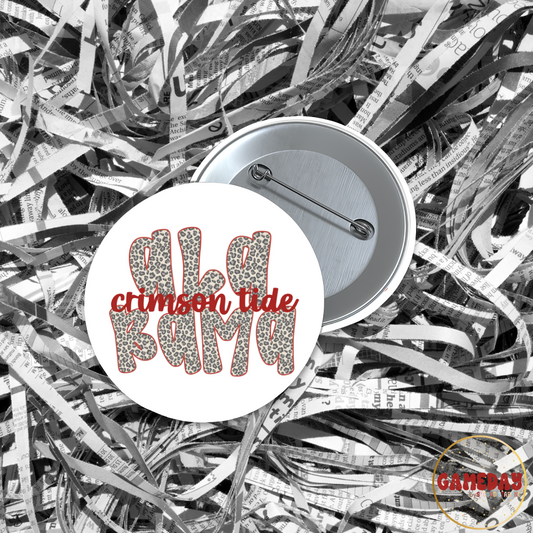 Alabama Crimson Tide Cheetah Letter Gameday Button