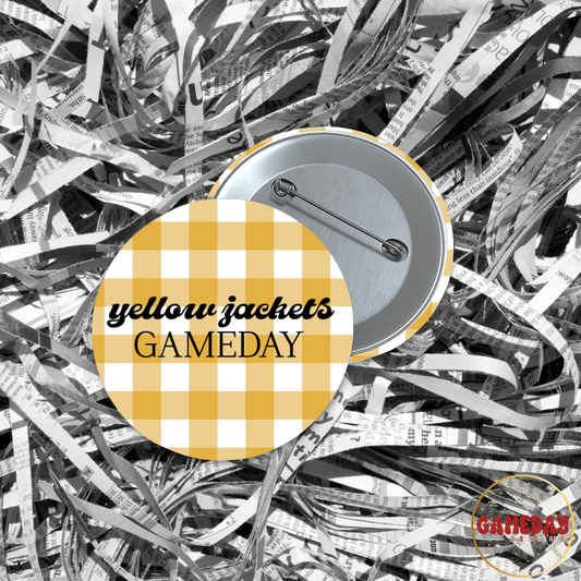Yellow Jackets Gingham Gameday Button